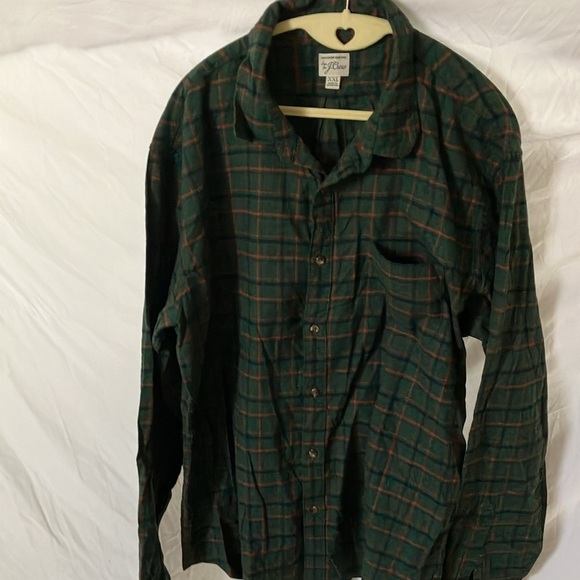 J. Crew: Green 100% Cotton Slim Fit Flannel Shirt- XXL - Picture 15 of 16